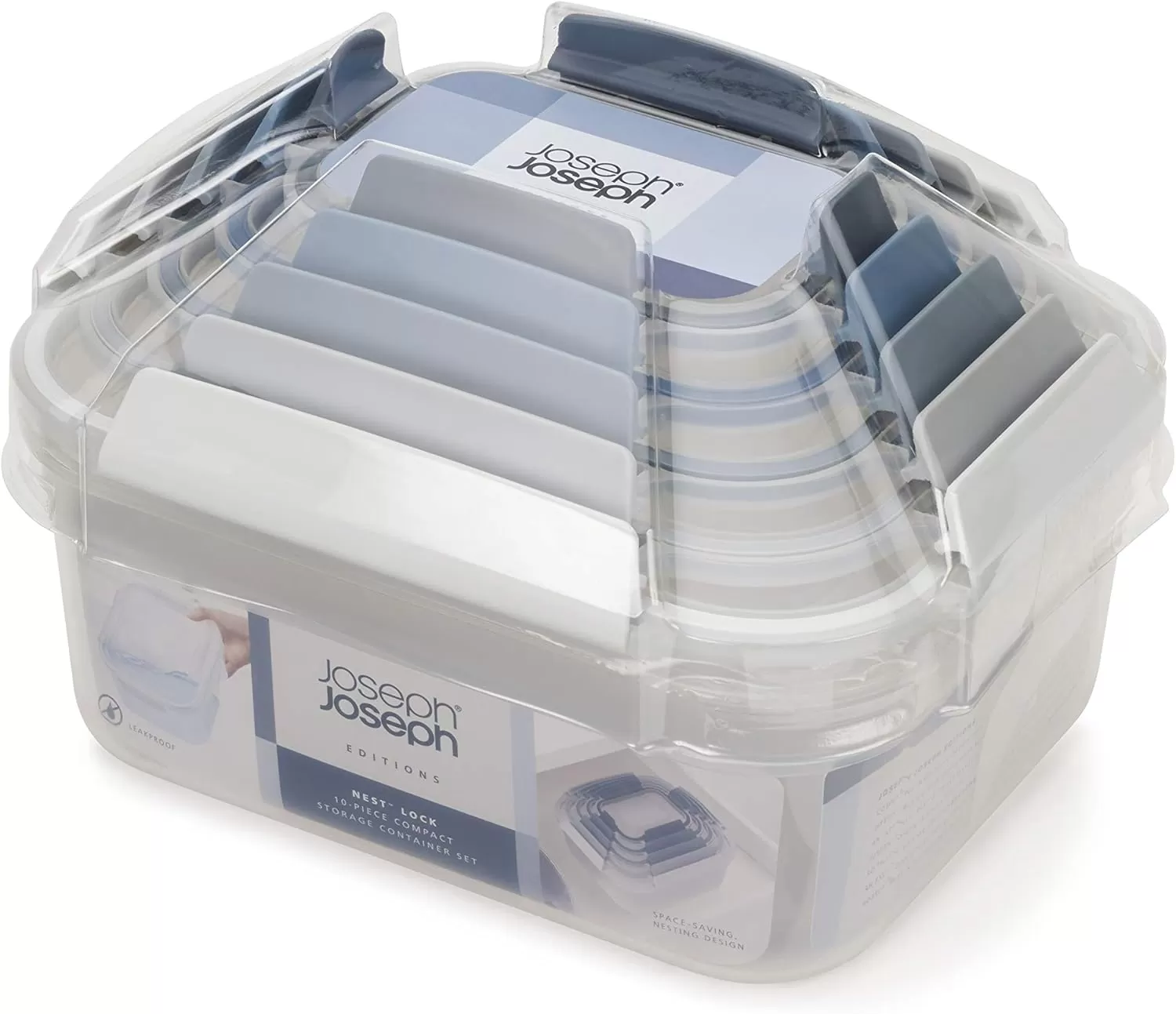 imageJoseph Joseph Nest Lock Plastic BPA Free Food Storage Container Set with Lockable Airtight Leakproof Lids 10Piece MultiColorSky