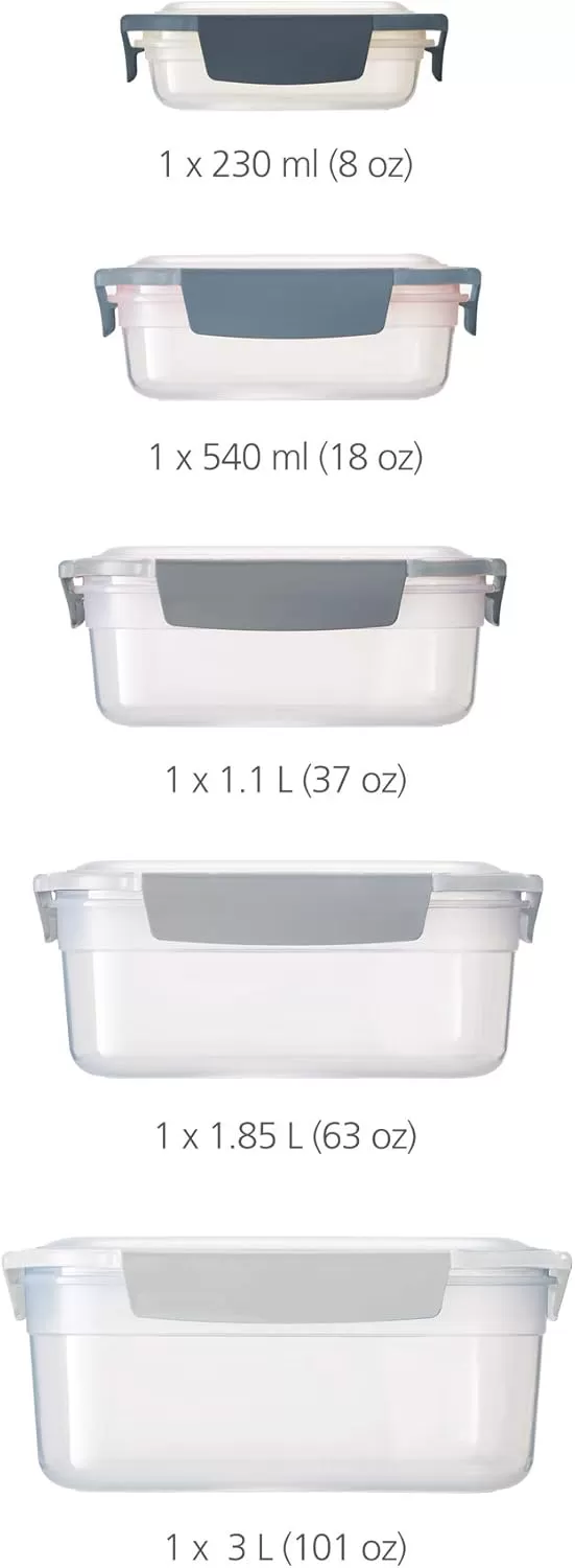 imageJoseph Joseph Nest Lock Plastic BPA Free Food Storage Container Set with Lockable Airtight Leakproof Lids 10Piece MultiColorSky