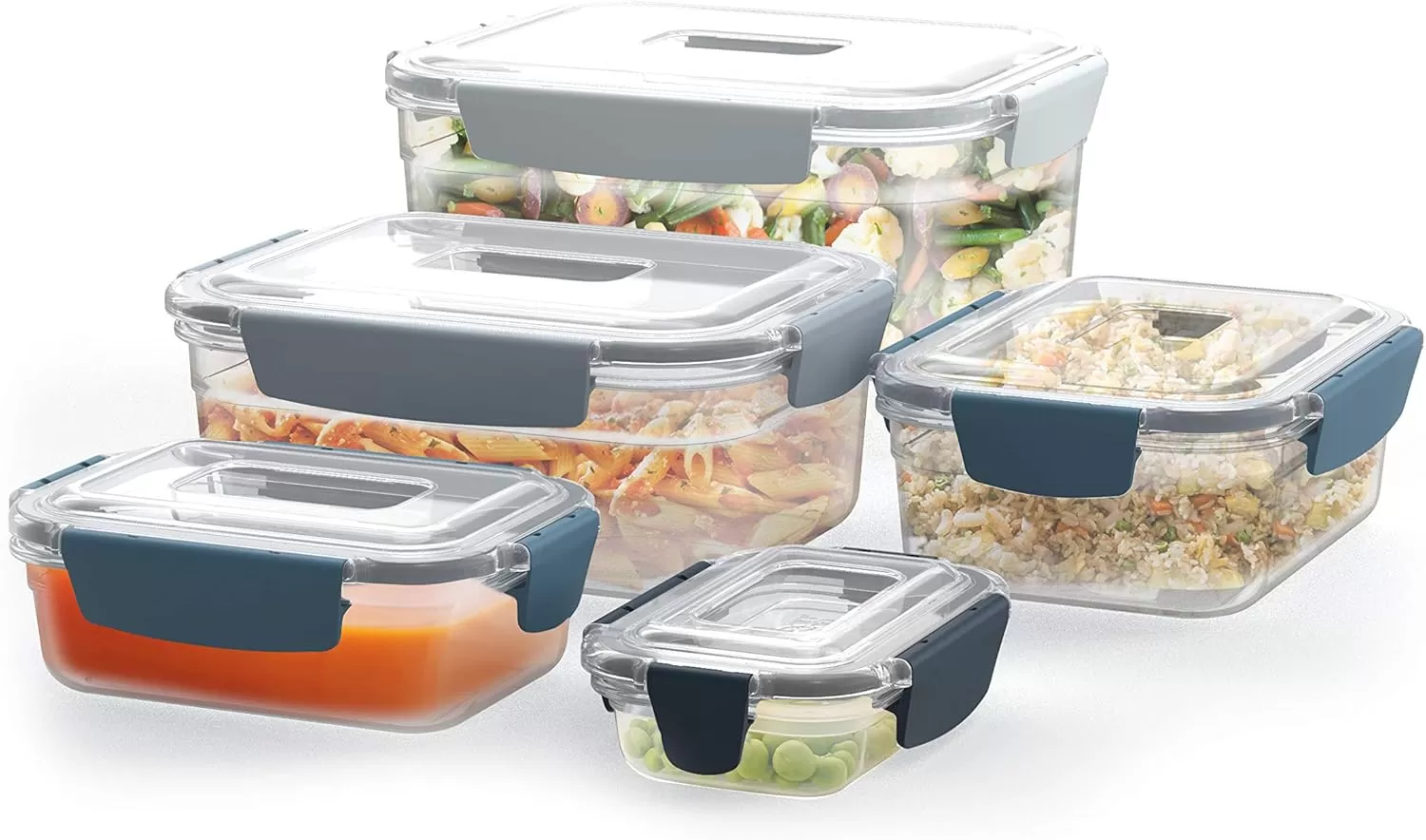 imageJoseph Joseph Nest Lock Plastic BPA Free Food Storage Container Set with Lockable Airtight Leakproof Lids 10Piece MultiColorSky