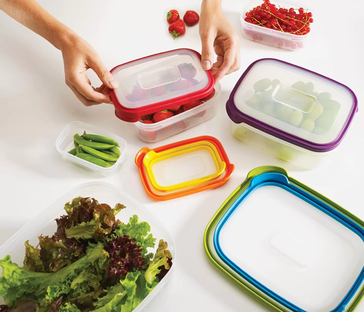 imageJoseph Joseph Nest Plastic Food Storage Containers Set with Lids Airtight Microwave Safe 12Piece Multicolor12Piece