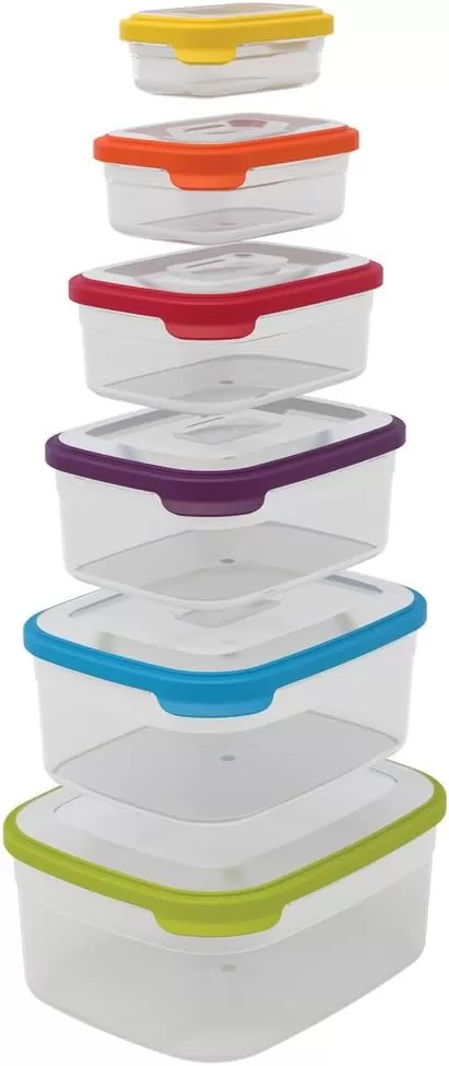 imageJoseph Joseph Nest Plastic Food Storage Containers Set with Lids Airtight Microwave Safe 12Piece Multicolor12Piece
