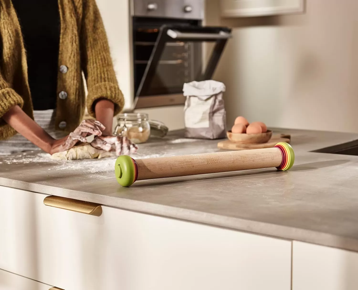 imageJoseph Joseph PrecisionPin Baking Adjustable Rolling Pin  Consistent and Even Dough Thickness for Perfect Baking Results MulticolorMulticolour