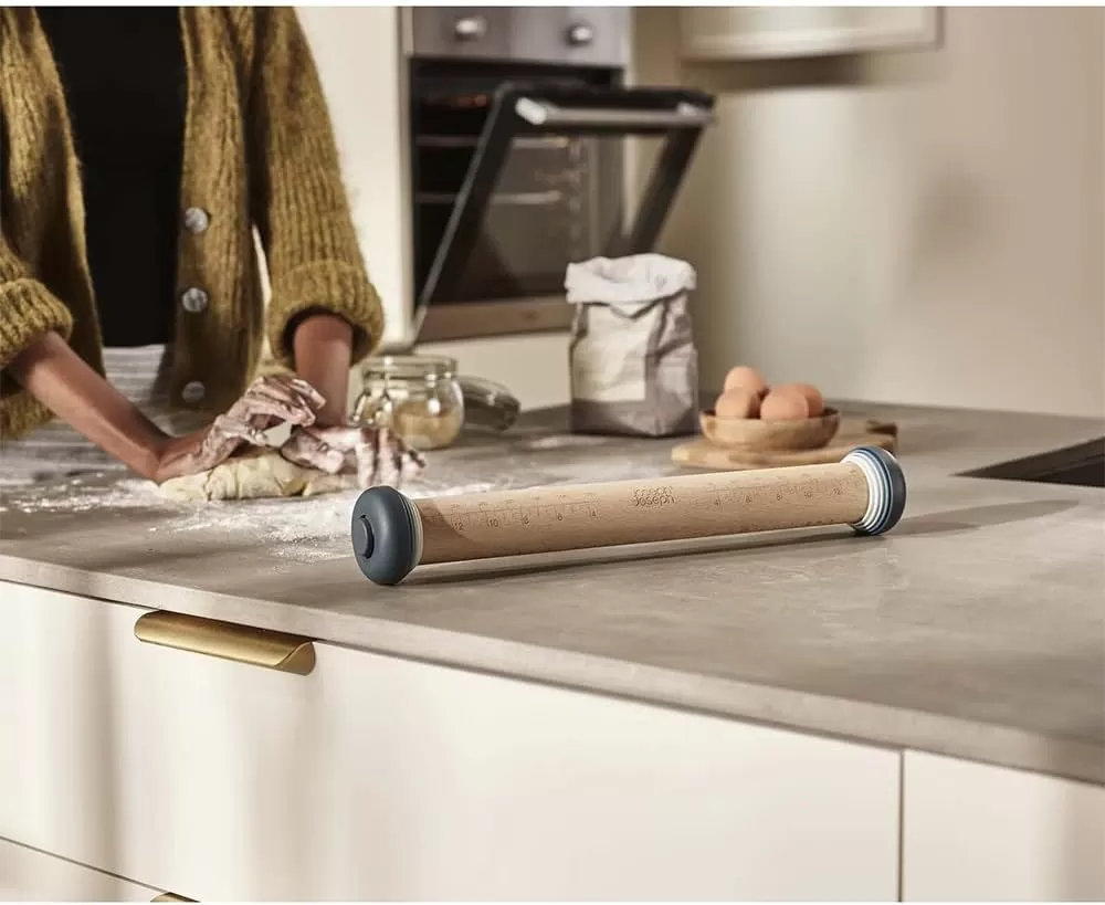 imageJoseph Joseph PrecisionPin Baking Adjustable Rolling Pin  Consistent and Even Dough Thickness for Perfect Baking Results MulticolorPastel
