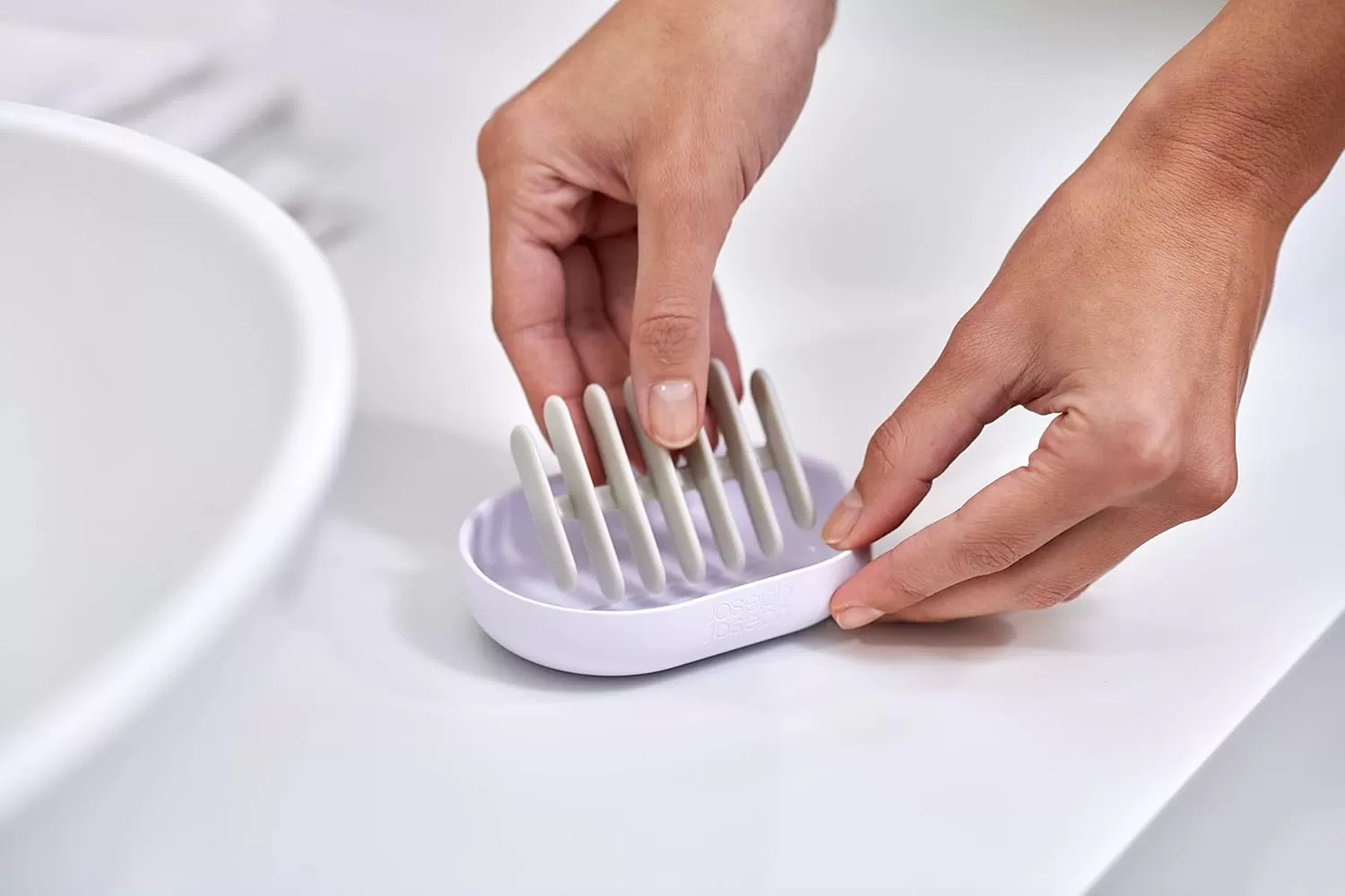 imageJoseph Joseph QuickDrain Soap Dish Holder Soap Cup Tray Stand for Bathroom ampamp Kitchen White One Size