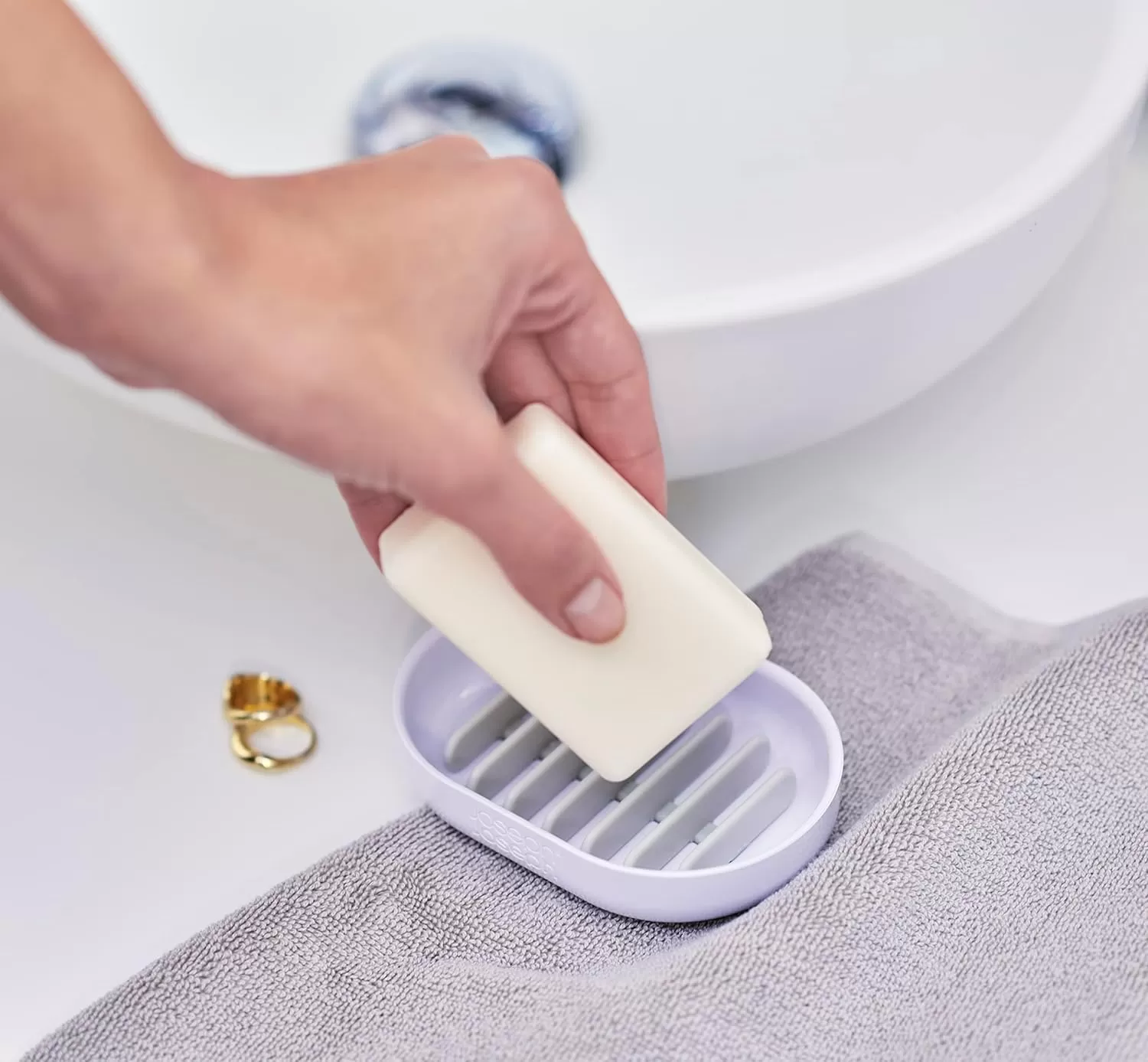 imageJoseph Joseph QuickDrain Soap Dish Holder Soap Cup Tray Stand for Bathroom ampamp Kitchen White One Size