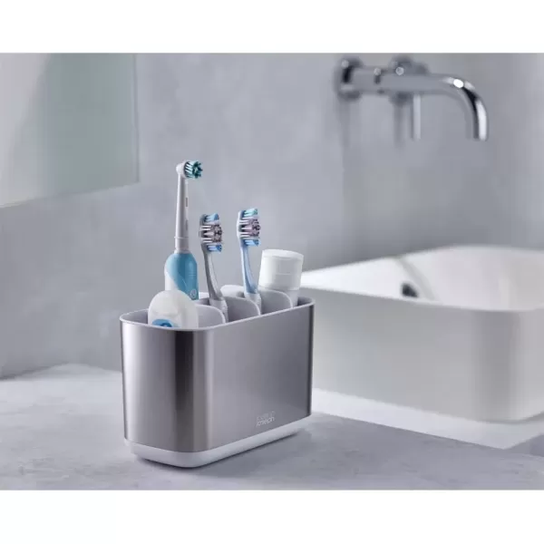 imageJoseph Joseph Bathroom Beauties 2Piece Bathroom Sink Set with Toothbrush Holder and Soap Pump Stainless SteelStainless Steel