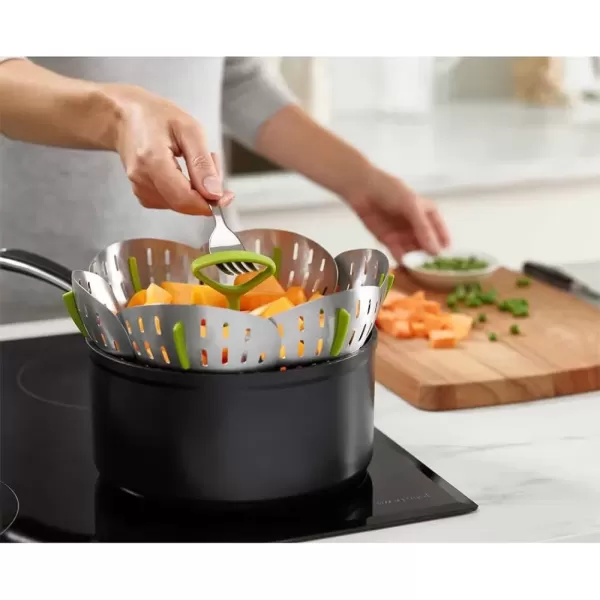 imageJoseph Joseph Bloom Folding Steamer Basket for Vegetables GreenStainlessSteel