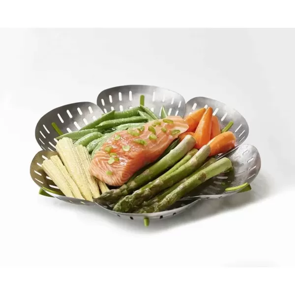 imageJoseph Joseph Bloom Folding Steamer Basket for Vegetables GreenStainlessSteel