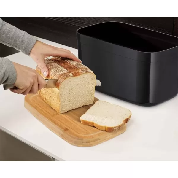 imageJoseph Joseph Bread Box with Removable Bamboo Cutting BoardWhiteBlack