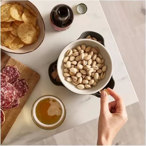 imageJoseph Joseph Double Dish Pistachio Bowl and Snack Serving Bowl Gray with Food Waste Compartment BPAFree  GrayGray