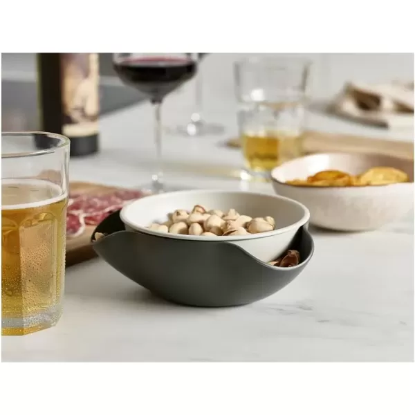 imageJoseph Joseph Double Dish Pistachio Bowl and Snack Serving Bowl Gray with Food Waste Compartment BPAFree  GrayGray