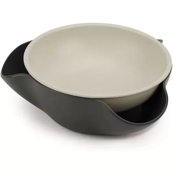 imageJoseph Joseph Double Dish Pistachio Bowl and Snack Serving Bowl Gray with Food Waste Compartment BPAFree  GrayGray
