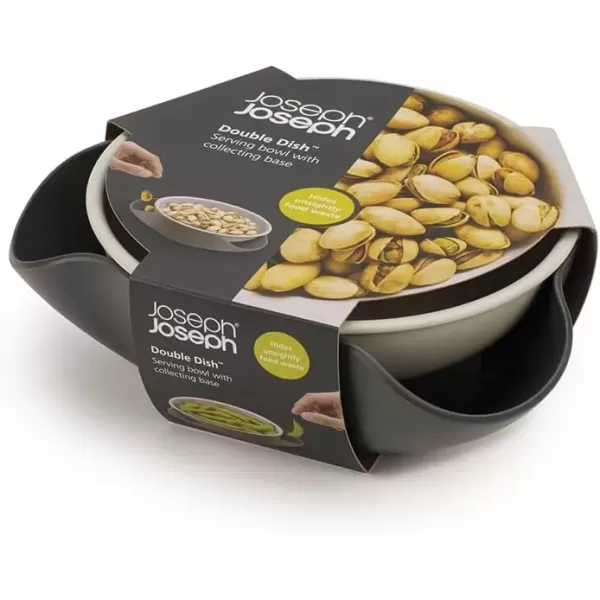 imageJoseph Joseph Double Dish Pistachio Bowl and Snack Serving Bowl Gray with Food Waste Compartment BPAFree  GrayGray