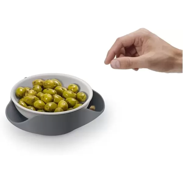 imageJoseph Joseph Double Dish Pistachio Bowl and Snack Serving Bowl Gray with Food Waste Compartment BPAFree  GrayGray