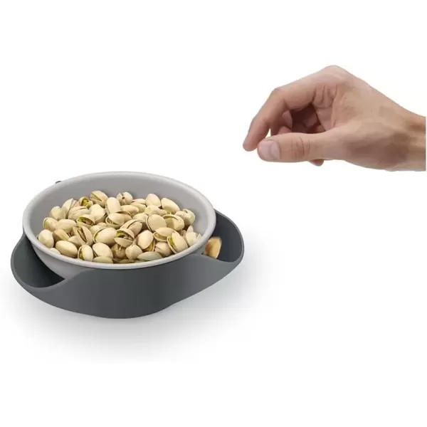 imageJoseph Joseph Double Dish Pistachio Bowl and Snack Serving Bowl Gray with Food Waste Compartment BPAFree  GrayGray