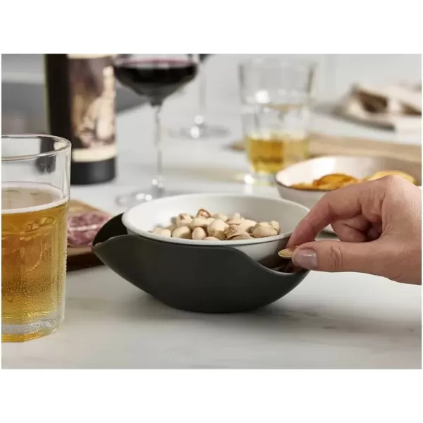 imageJoseph Joseph Double Dish Pistachio Bowl and Snack Serving Bowl Gray with Food Waste Compartment BPAFree  GrayGray