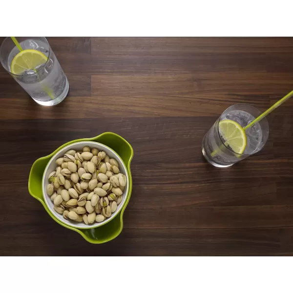 imageJoseph Joseph Double Dish Pistachio Bowl and Snack Serving Bowl Gray with Food Waste Compartment BPAFree  GrayGreenWhite