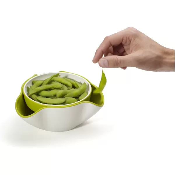 imageJoseph Joseph Double Dish Pistachio Bowl and Snack Serving Bowl Gray with Food Waste Compartment BPAFree  GrayGreenWhite