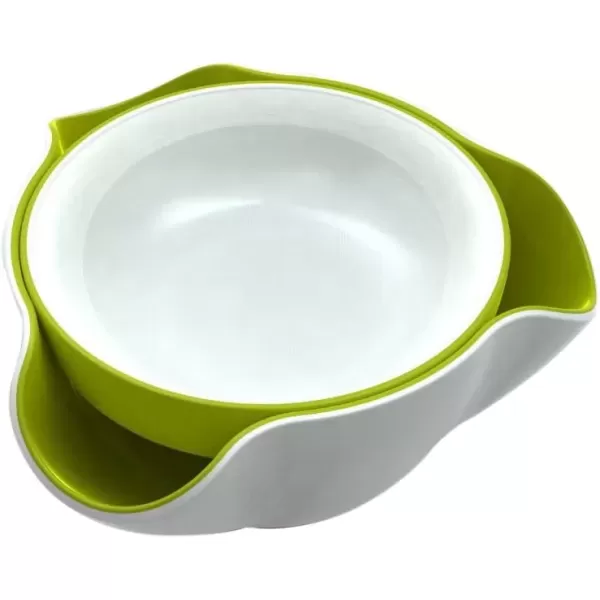 imageJoseph Joseph Double Dish Pistachio Bowl and Snack Serving Bowl Gray with Food Waste Compartment BPAFree  GrayGreenWhite