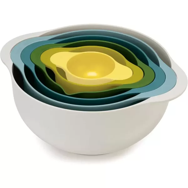 imageJoseph Joseph Duo 6Piece Compact Food Preparation Set with Mixing Bowls Measuring Cups and Colander Multicolour