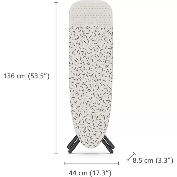 imageJoseph Joseph Glide Plus Ironing Board 130 x 38cm with Compact Adjustable Legs and Integrated Heat Resistant Steam Iron Rest Printed Antidrip Super Absorbent Cotton Cover Ecru Scatter