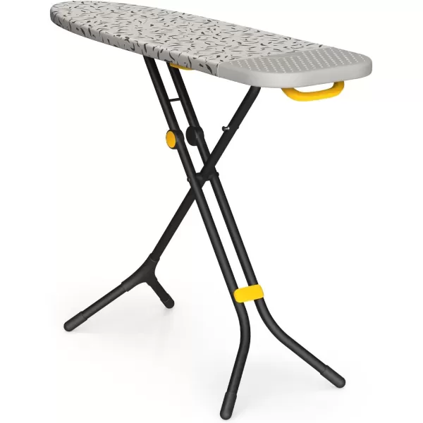 imageJoseph Joseph Glide Plus Ironing Board 130 x 38cm with Compact Adjustable Legs and Integrated Heat Resistant Steam Iron Rest Printed Antidrip Super Absorbent Cotton Cover Ecru Scatter