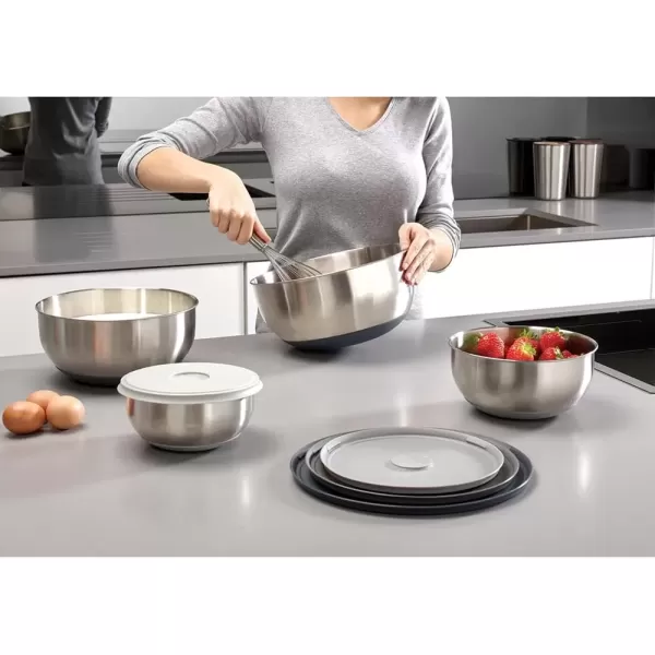 imageJoseph Joseph Nest 100 Prep ampamp Store Mixing Bowl Set with Lids 4piece Stainless Steel4piece mixing bowl set