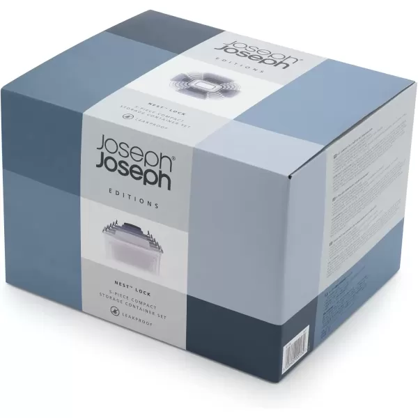 imageJoseph Joseph Nest Lock 5 Piece Plastic Food Kitchen Storage Container set with lids Leak Proof Airtight Space Saving BPA free MulticolourBlue