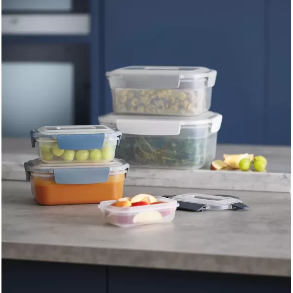 imageJoseph Joseph Nest Lock 5 Piece Plastic Food Kitchen Storage Container set with lids Leak Proof Airtight Space Saving BPA free MulticolourBlue