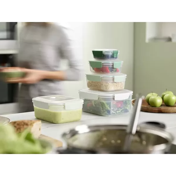 imageJoseph Joseph Nest Lock 5 Piece Plastic Food Kitchen Storage Container set with lids Leak Proof Airtight Space Saving BPA free MulticolourGreen