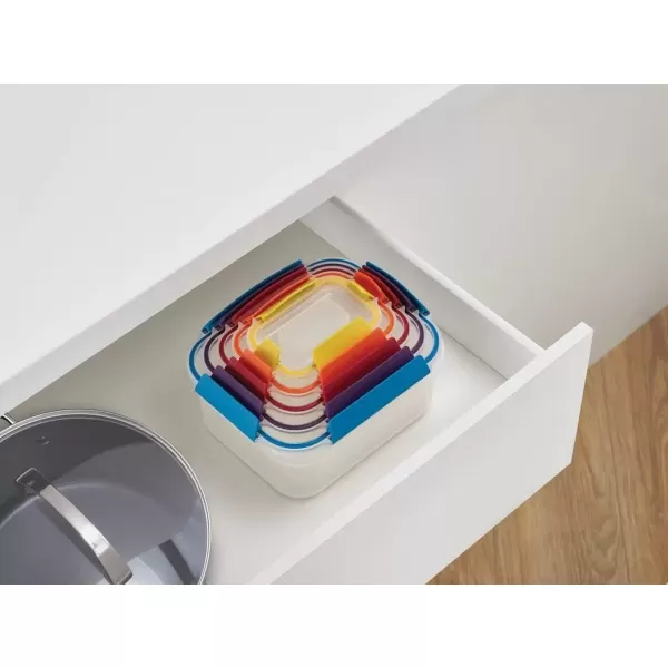 imageJoseph Joseph Nest Lock 5 Piece Plastic Food Kitchen Storage Container set with lids Leak Proof Airtight Space Saving BPA free MulticolourMulticolour