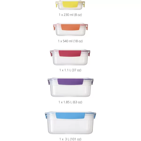 imageJoseph Joseph Nest Lock Plastic BPA Free Food Storage Container Set with Lockable Airtight Leakproof Lids 10Piece MultiColorMultiColor
