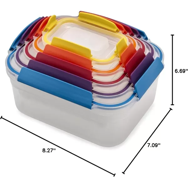 imageJoseph Joseph Nest Lock Plastic BPA Free Food Storage Container Set with Lockable Airtight Leakproof Lids 10Piece MultiColorMultiColor