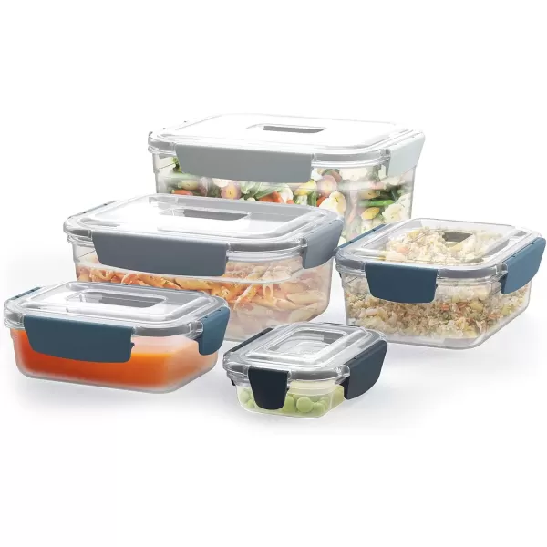 imageJoseph Joseph Nest Lock Plastic BPA Free Food Storage Container Set with Lockable Airtight Leakproof Lids 10Piece MultiColorSky