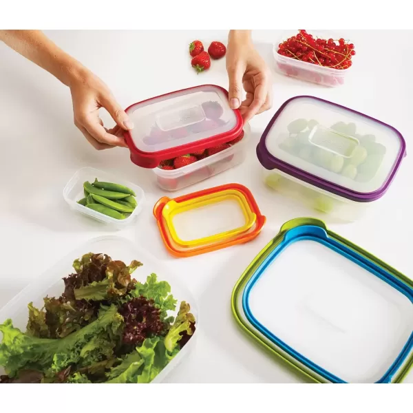 imageJoseph Joseph Nest Plastic Food Storage Containers Set with Lids Airtight Microwave Safe 12Piece Multicolor12Piece