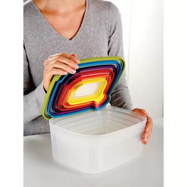 imageJoseph Joseph Nest Plastic Food Storage Containers Set with Lids Airtight Microwave Safe 12Piece Multicolor12Piece