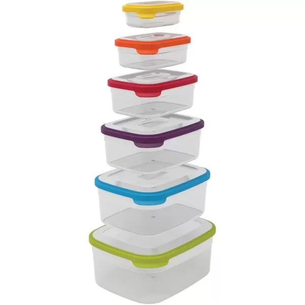 imageJoseph Joseph Nest Plastic Food Storage Containers Set with Lids Airtight Microwave Safe 12Piece Multicolor12Piece