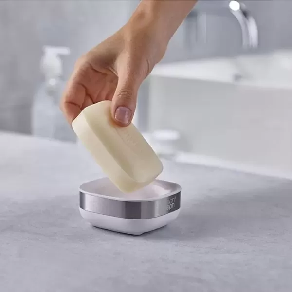imageJoseph Joseph 70511 Slim Compact Soap Dish with Drain Gray 71 x 36 x 84 cmStainless Steel