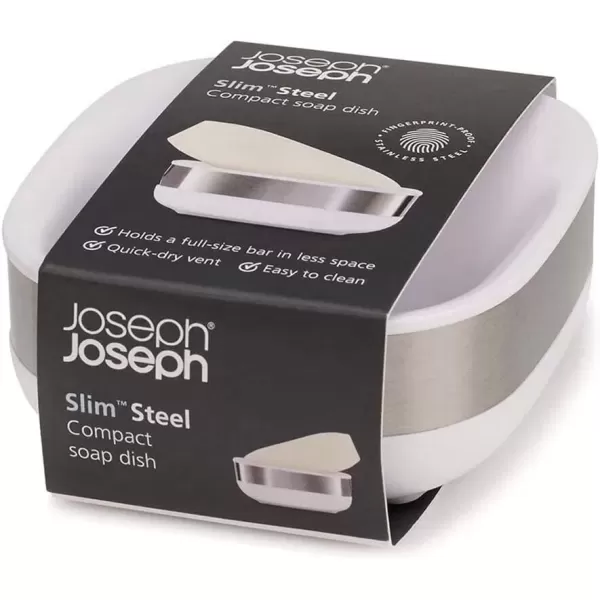 imageJoseph Joseph 70511 Slim Compact Soap Dish with Drain Gray 71 x 36 x 84 cmStainless Steel