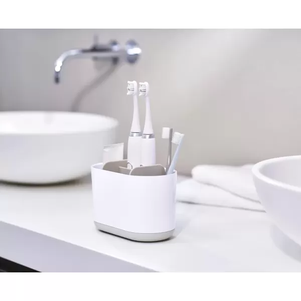 imageJoseph Joseph Duo Detachable Toothbrush Holder Compatile with Manual and Electric Toothbrushes Bathroom Organizer White LargeWhite