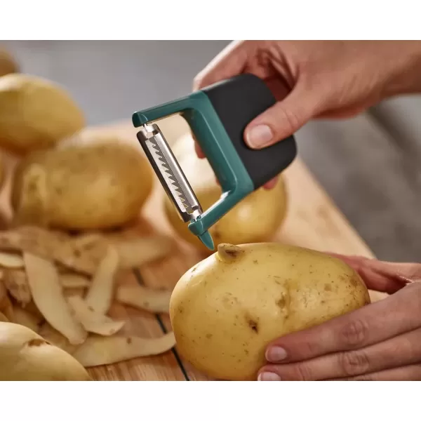 imageJoseph Joseph Duo EasyGrip Julienne Peeler Vegetable Kitchen Peeler and PotatoEye Remover Dark Opal