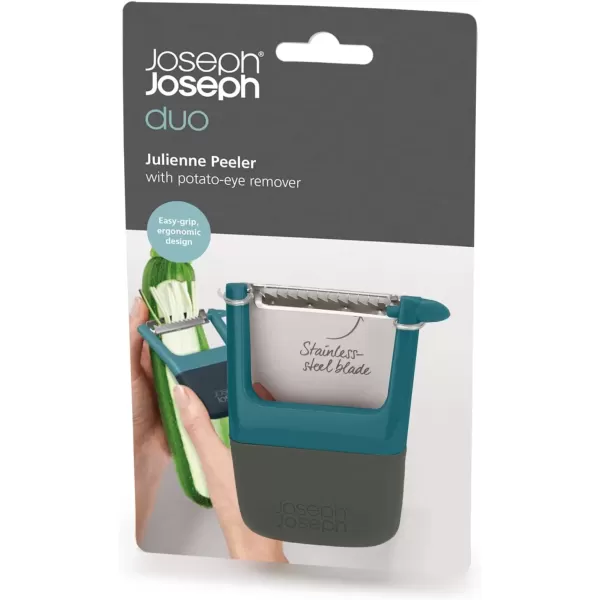 imageJoseph Joseph Duo EasyGrip Julienne Peeler Vegetable Kitchen Peeler and PotatoEye Remover Dark Opal