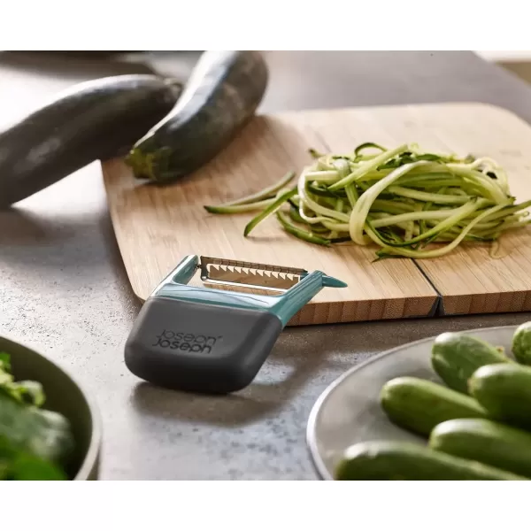 imageJoseph Joseph Duo EasyGrip Julienne Peeler Vegetable Kitchen Peeler and PotatoEye Remover Dark Opal