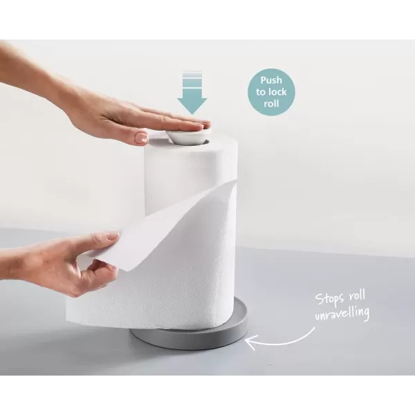 imageJoseph Joseph Duo Easytear Kitchen Roll Holder Maximum Height of The Kitchen Roll of 24 cm GreyWhite Pack of 1