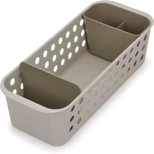 imageJoseph Joseph EasyStore  Slimline Bathroom essentials Storage Basket Organiser with moveable pot and divider Ecru1 Count Pack of 1