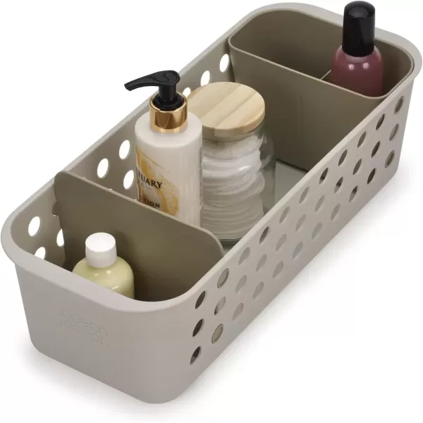 imageJoseph Joseph EasyStore  Slimline Bathroom essentials Storage Basket Organiser with moveable pot and divider Ecru1 Count Pack of 1