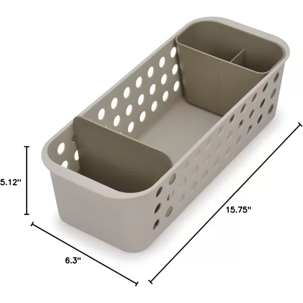 imageJoseph Joseph EasyStore  Slimline Bathroom essentials Storage Basket Organiser with moveable pot and divider Ecru1 Count Pack of 1