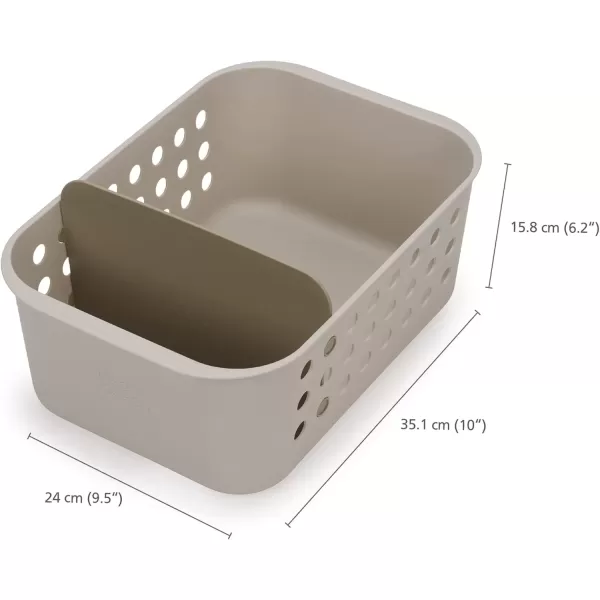 imageJoseph Joseph EasyStore  Slimline Bathroom essentials Storage Basket Organiser with moveable pot and divider EcruLarge