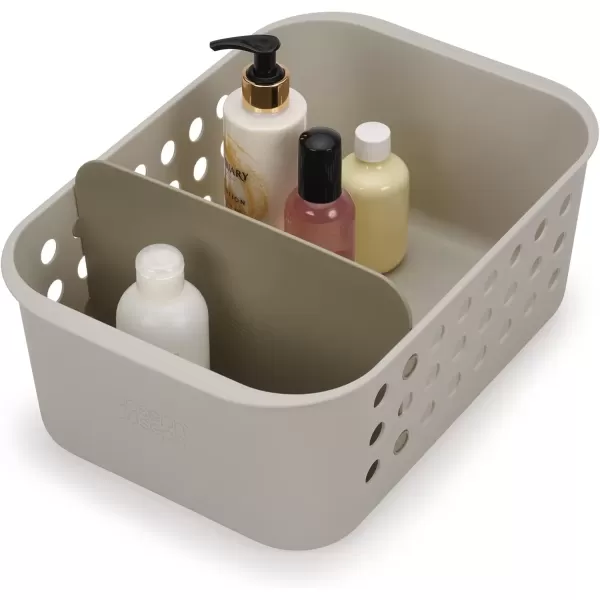 imageJoseph Joseph EasyStore  Slimline Bathroom essentials Storage Basket Organiser with moveable pot and divider EcruLarge