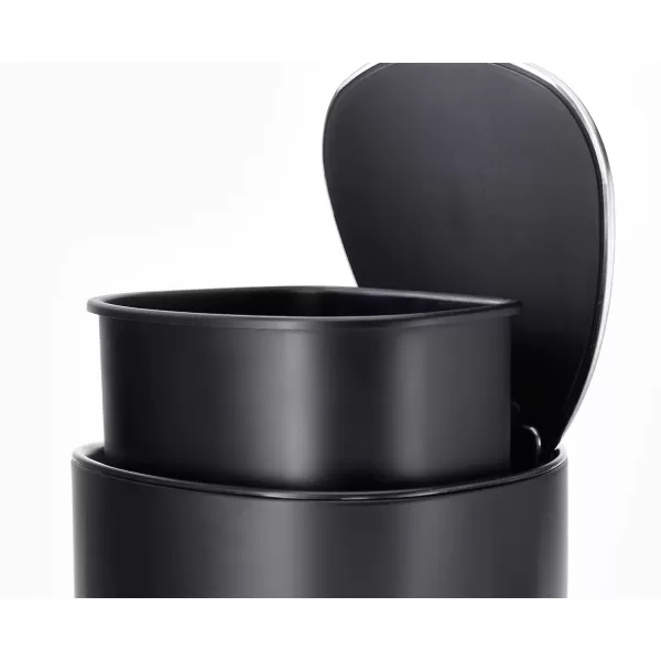 imageJoseph Joseph EasyStore Stainless Steel 5 Liter13 Gallon Pedal Trash Can with Bin Liner Storage SoftClose Lid Removable Inner Bucket for Bathroom Bedroom Office Matt BlackBlack